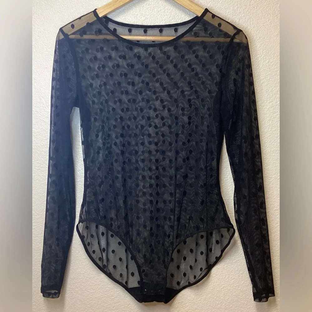 Bodysuit mesh polka dot long sleeve - Picture 1 of 12